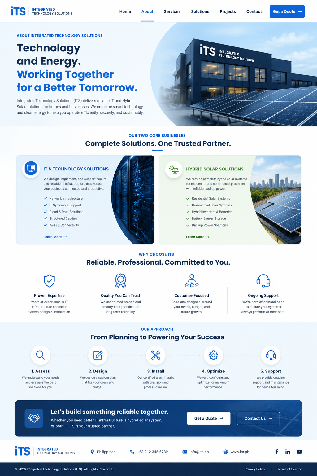 Integrated Technology Solutions facility with solar panels