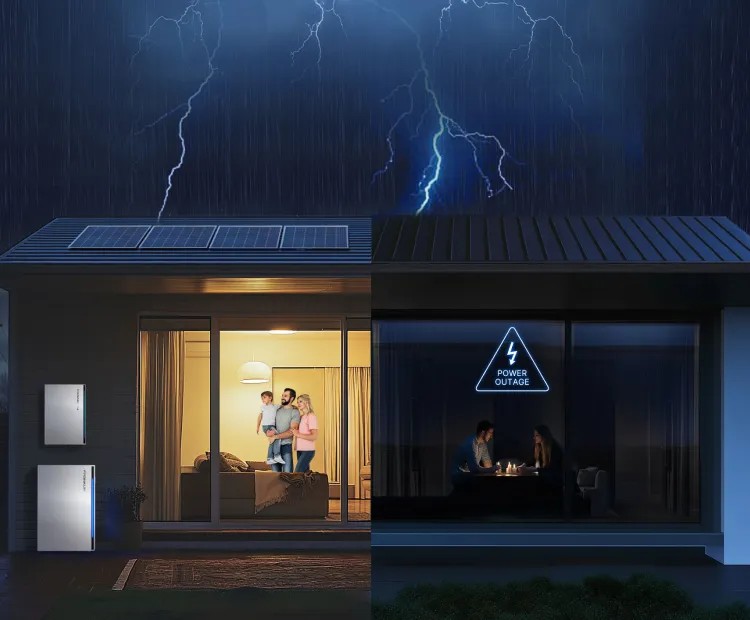 Solar home with battery backup during a severe storm